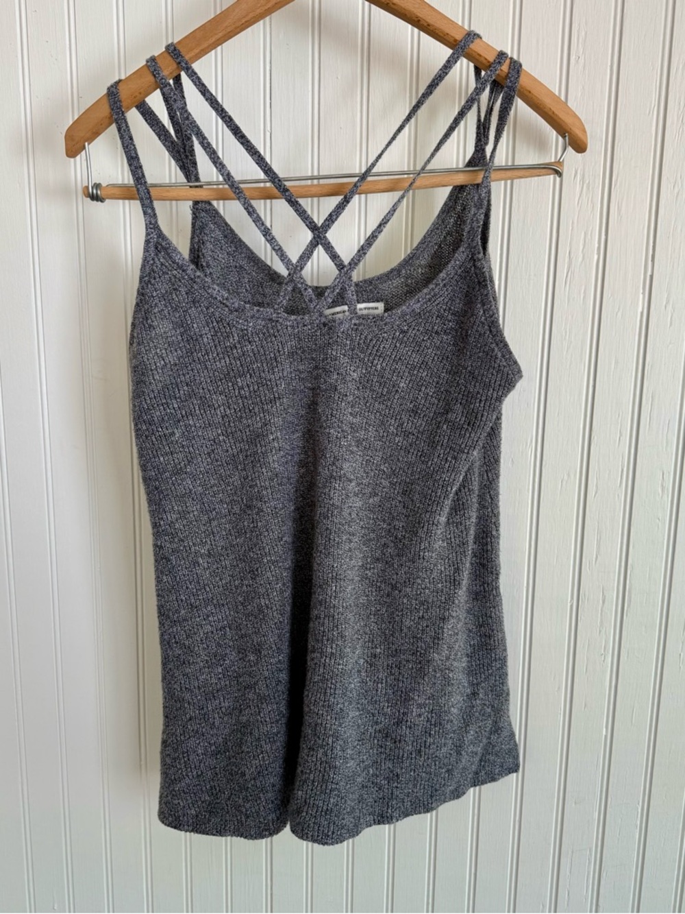 American Eagle Gray Knit Strappy Tank Top Size M
